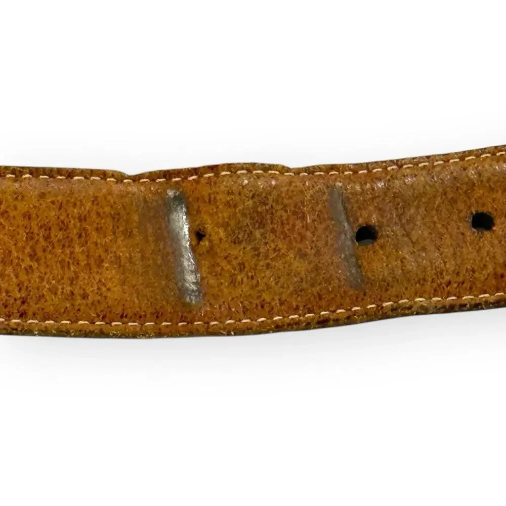 Martin Dingman Water Buffalo Belt 42 Brown Leather Silver Buckle 48